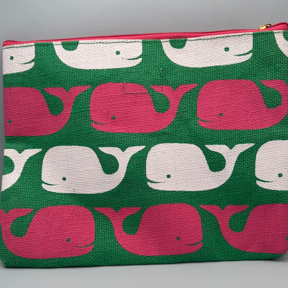 Pink and White Whale Print Pouch